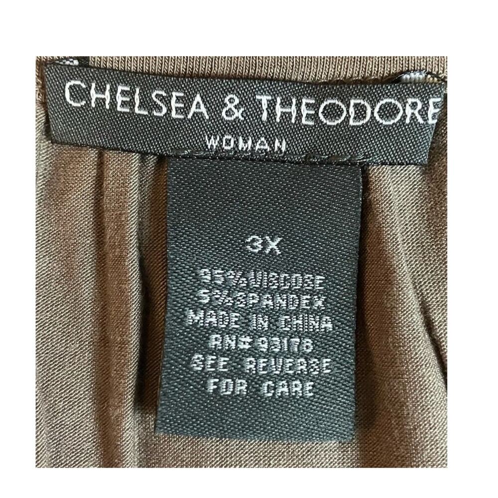 Chelsea & Theodore Women's Camel Brown Split Neck 3/4 Sleeves Tunic | Size 3X - Picture 9 of 9
